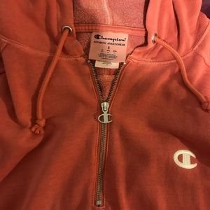 Womens Champion half zip hoodie in Coral *RAREfind